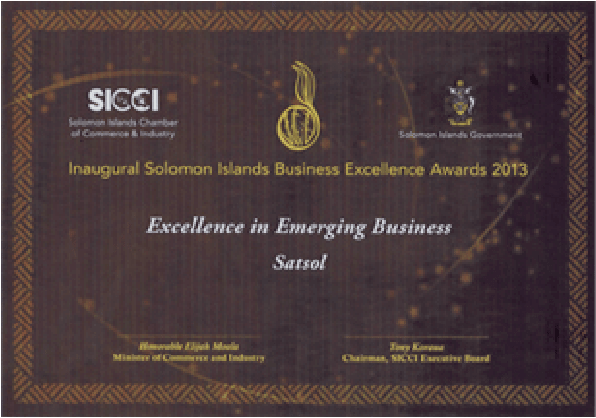 Excellence in Emerging Business Award 2013 Presented to Satsol